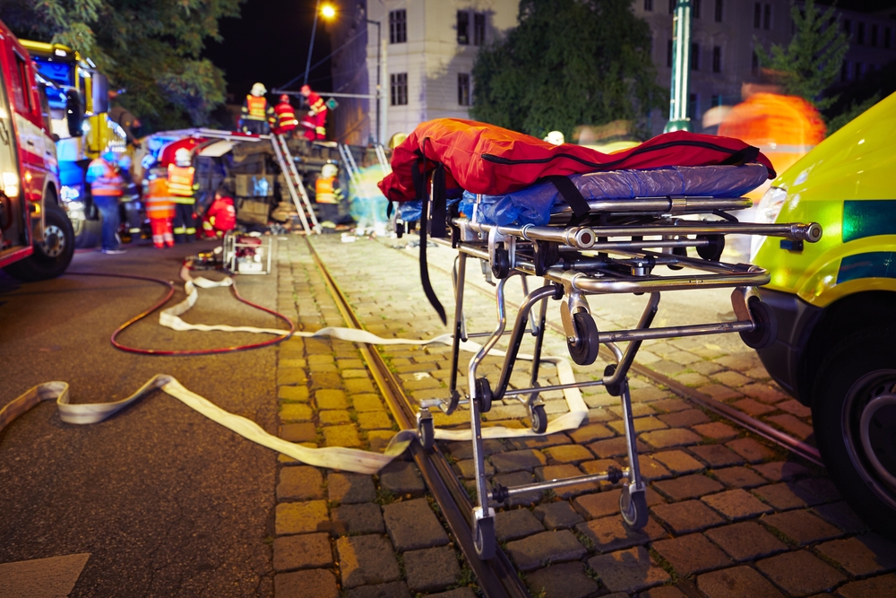  Accident on the city road at night