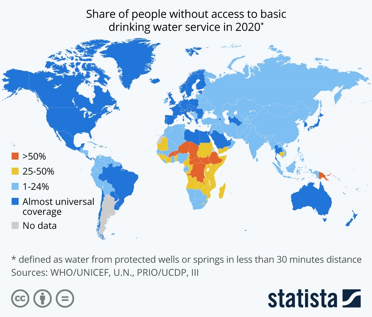 map of global safe water coverage