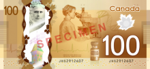 Canadian $100 note, back side, features the discovery of insulin to treat diabetes.